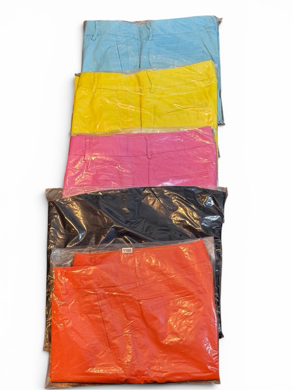 J. Crew women’s 5 pack summer weight chino. Blue, Yellow, Pink, Navy, Orange